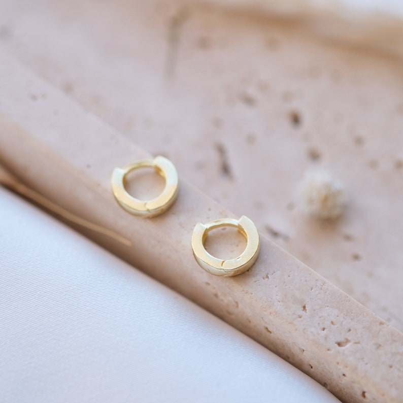 14K Solid Gold Huggie Earrings 14K Solid Gold Mini Huggie Earrings ...