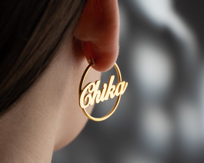 Custom Name Earrings Silver Name Earrings Minimalist Jewelry Etsy