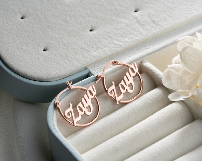Custom Name Earrings Silver Name Earrings Minimalist Jewelry Etsy