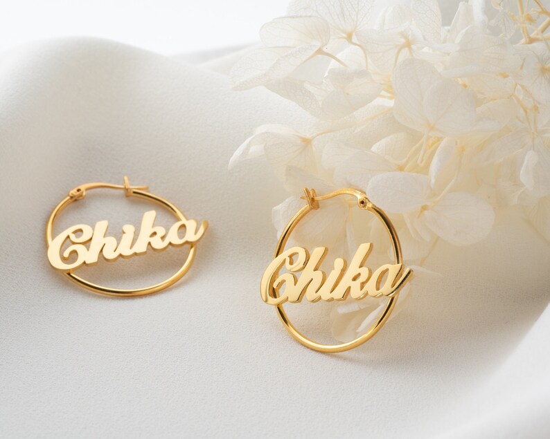 Custom Name Earrings Silver Name Earrings Minimalist Jewelry Etsy