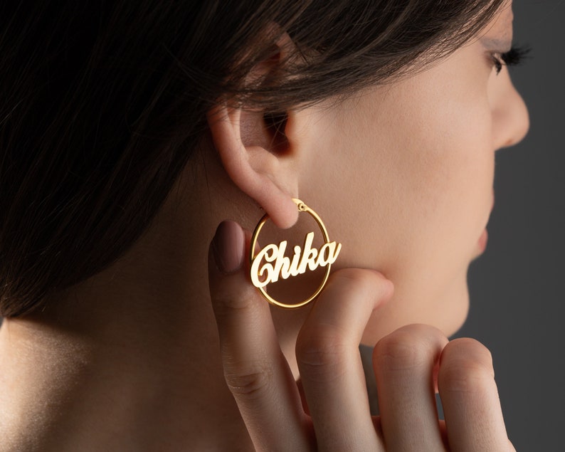 Custom Name Earrings Silver Name Earrings Minimalist Jewelry Etsy