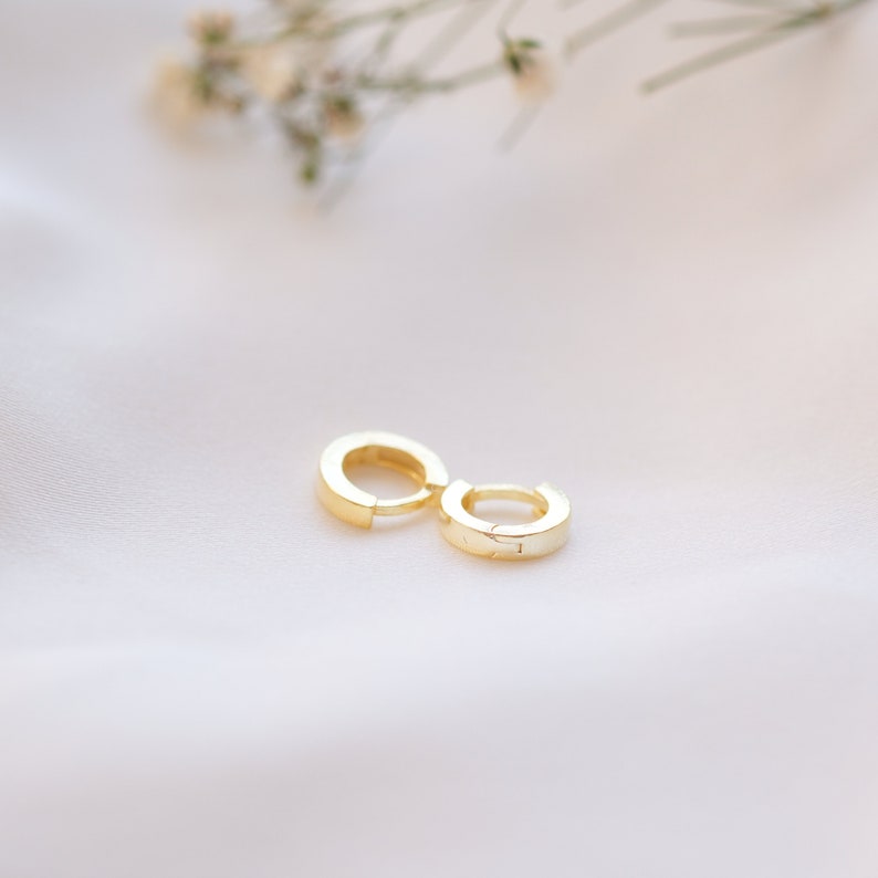 14K Solid Gold Huggie Earrings 14K Solid Gold Mini Huggie Earrings ...