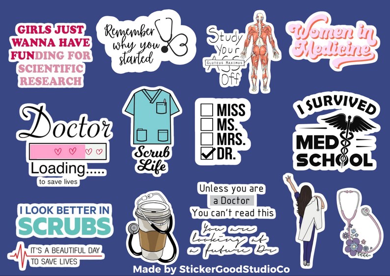 Medicine PNG Sticker Bundle 200 Digital Sticker Pack for Notebook,ipad, Bottle Doctor Digital