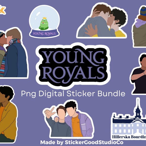 YOUNG ROYALS Sticker Bundle| 60 Digital Sticker Pack| For Notebook,iPad, bottle|Young Royals Png Sticker|Simon|Wilhelm|August|Sara|Felice