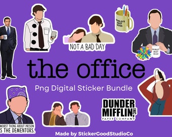 THE OFFICE Png STICKER Bundle| Digital Sticker Pack| For Notebook,iPad, bottle |The Office Png| The Office Sticker|Michael|Pam|Jim|Dwight