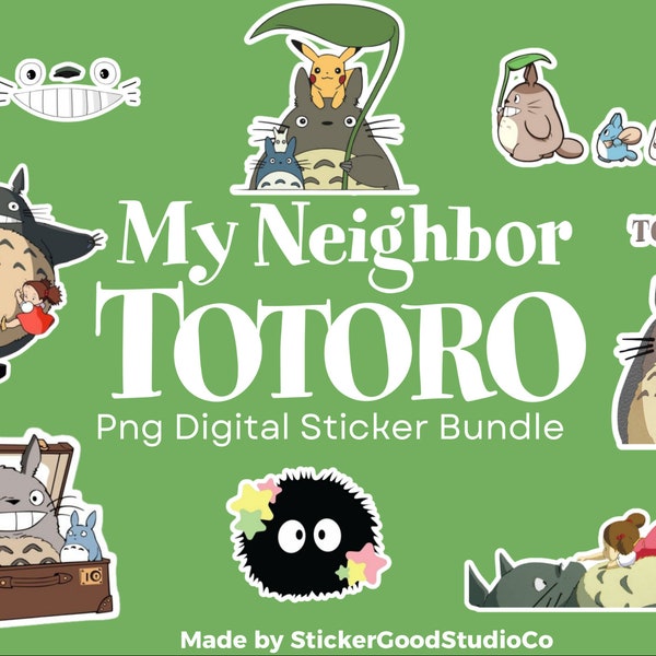 MY NEIGHBOR TOTORO Sticker Bundle| 100 Digital Sticker Pack |My neighbor totoro digital sticker| png sticker|Totoro|Satsuki|Mei|Tatsuo