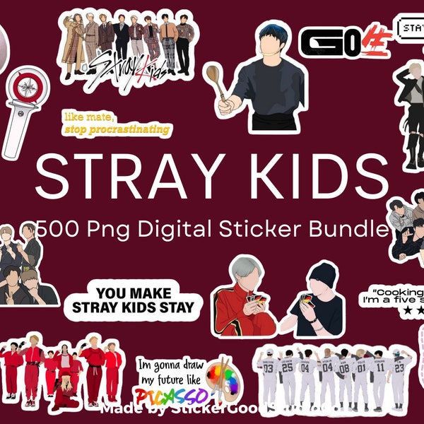 Stray Kids Png STICKER Bundle| 500 Digital Sticker Pack| For Notebook,iPad, bottle| Stay