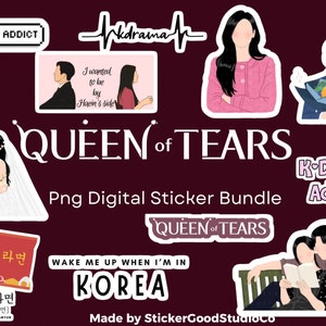 Queen of Tears Kdrama Sticker Bundle Digital Sticker Pack For Notebook,iPad, bottleQueen of Tears Png Sticker imagem 1