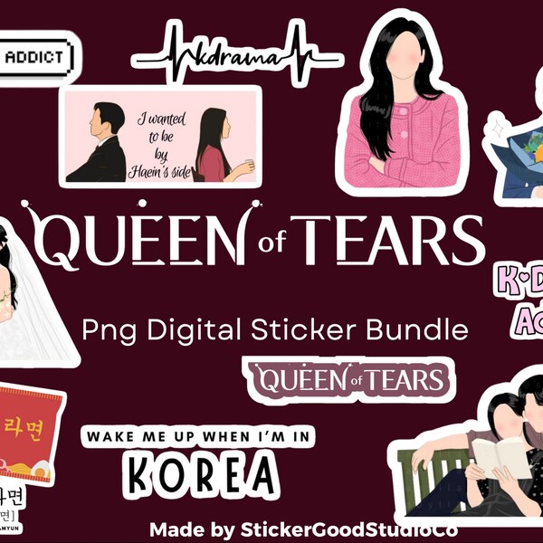 Königin der Tränen Kdrama Aufkleber Bündel| Digitales Aufkleber-Paket | Für Notebook,iPad, Flasche|Queen of Tears Png Sticker|