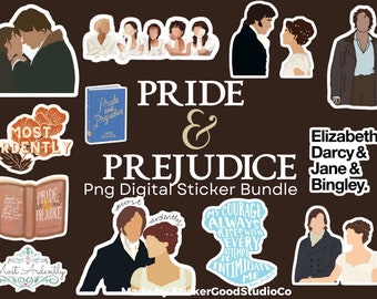 Pride and Prejudice Png STICKER Bundle| Digital Sticker Pack| Notebook,iPad, bottle, Whatsapp, GoodNotes, Notability | Movie | Jane Austen