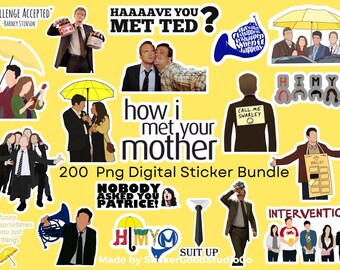 HOW I MET Your Mother Png STICKER Bundle| 200 Dıgıtal Sticker Pack| For Notebook,iPad, bottle | Barney| Ted| Robin| Lily|Marshall|Ted