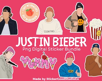 JUSTIN BIEBER Png STICKER Bundle|Digital Sticker Pack|For Notebook,iPad|