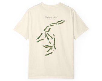 Camiseta de algodón con el mapa del campo de golf Pinehurst n.° 2 (con ilustraciones de golf)
