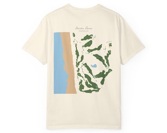 Camiseta con el mapa del campo de golf Bandon Dunes - Paisaje costero