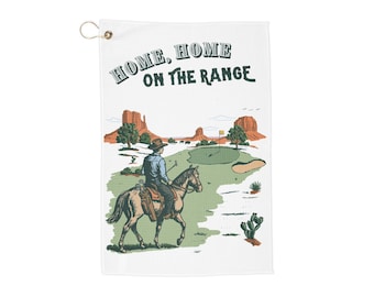 Toalla de golf Home on the Range - Dibujada a mano