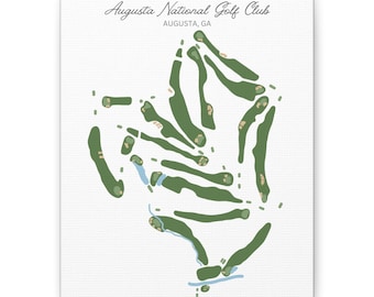 Impresión artística del mapa del campo de golf Augusta National: regalo para amantes del golf