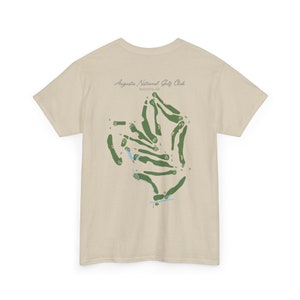 T-shirt Augusta National Golf Club - baankaart gedrukt op T-shirt - golfbaankunstwerk - op maat bedrukt golfbaanshirt
