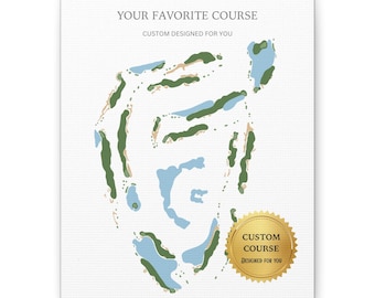 Impresión de mapa de campo de golf personalizado: arte de golf personalizado