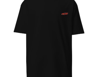 Embroidered 90s Mid Engine Sports Car Shirt – Red Japanese Performance Tee – Cars & Coffee Outfit