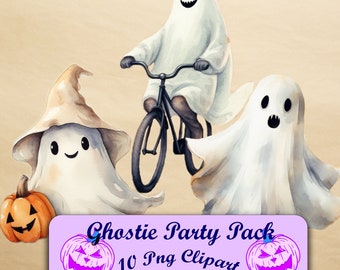 10 archivos PNG fantasma de Halloween, fondo transparente, uso instantáneo, descarga digital