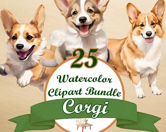 Corgi Perro PNG, Corgi Cachorros PNG, 25 Imágenes Prediseñadas de Perro Acuarela