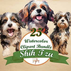 Shih Tzu Dog PNG, Shih Tzu Puppies PNG, 25 Aquarelle Dog Clipart