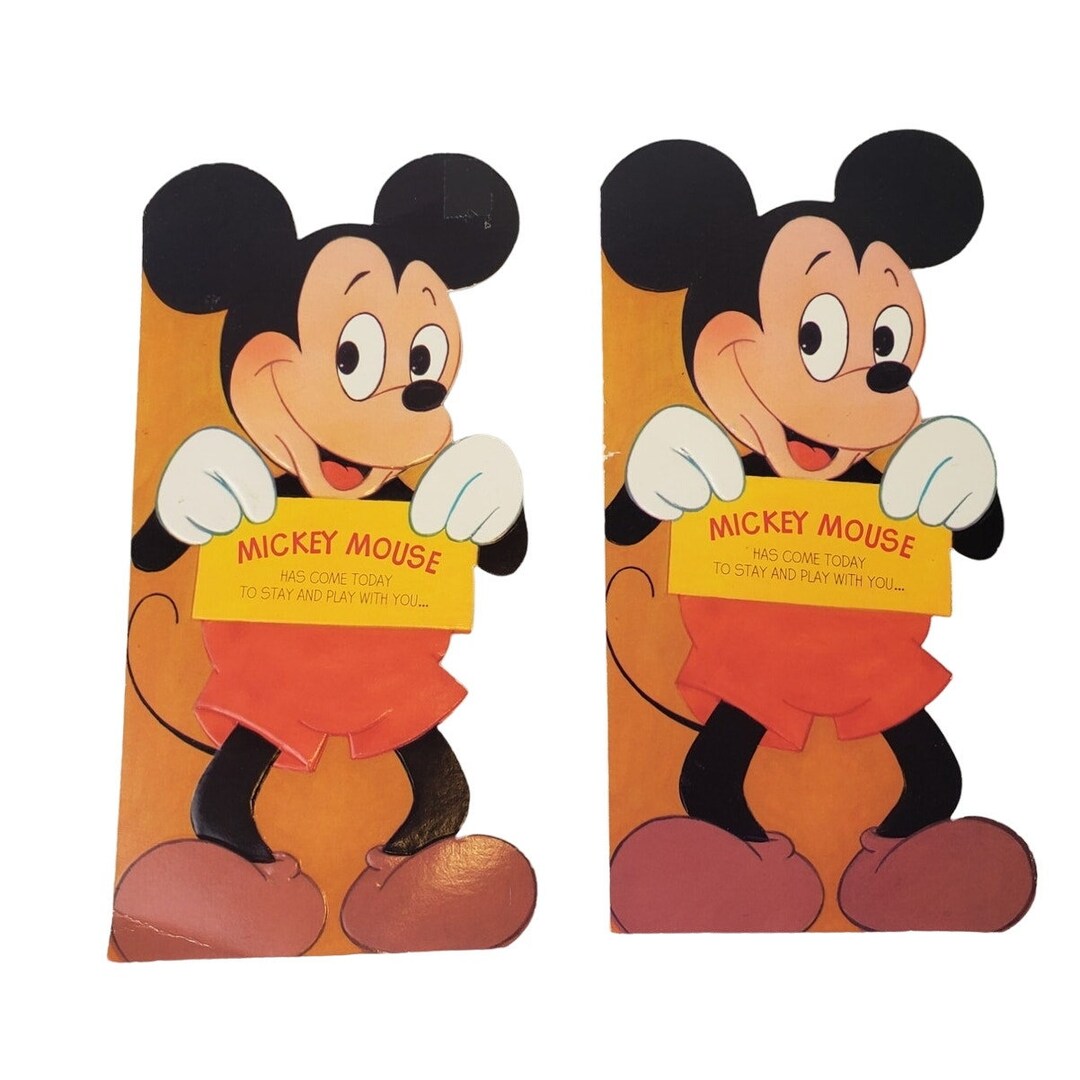 2 Vintage Mickey Mouse Birthday Cards 1960s Hallmark Die Cut - Etsy