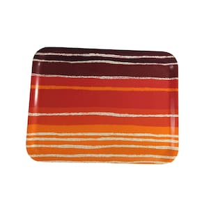 Vintage Melamine Cafeteria Tray Serving Red Orange Brown Stripes 17&quot; x 13&quot;