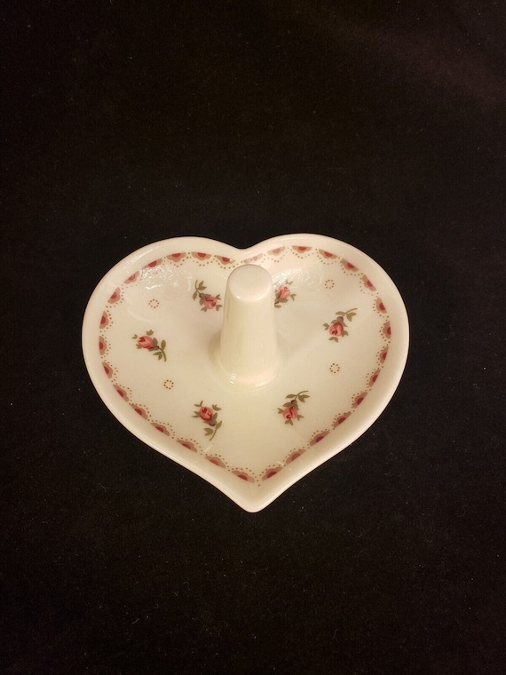 Porcelain Heart Shaped Floral Ring Holder Made in 