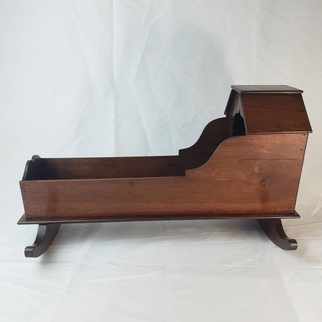 Vintage Handmade Wooden Rocking Doll Cradle - Etsy