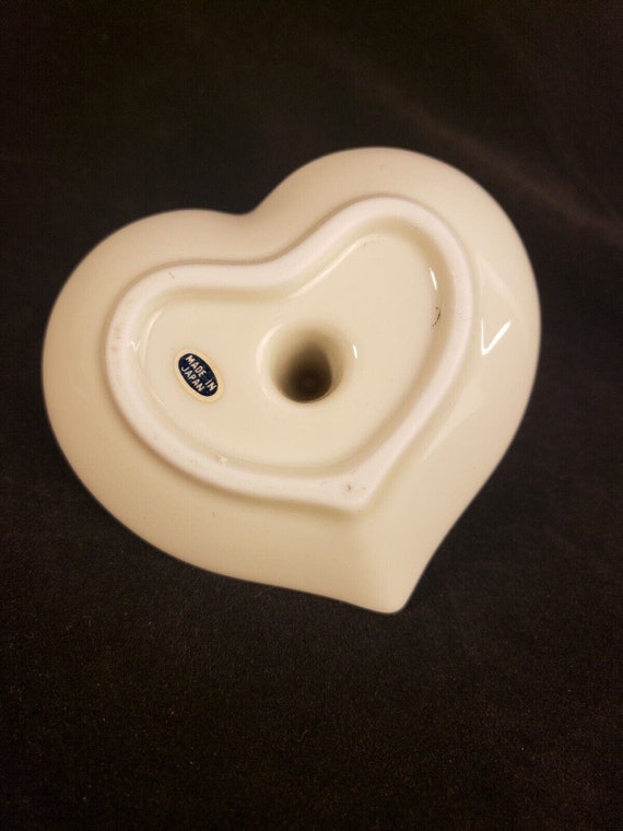 Porcelain Heart Shaped Floral Ring Holder Made in… - image 4