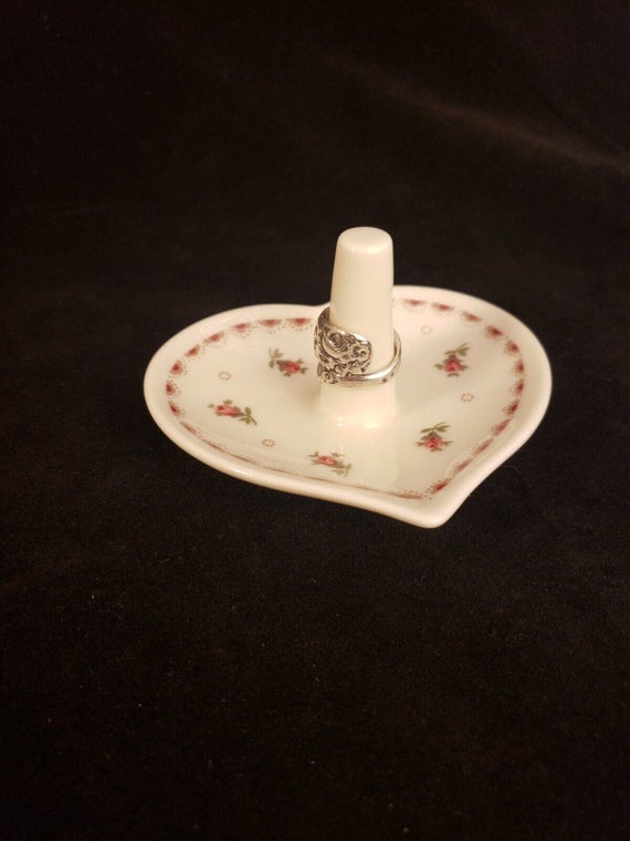 Porcelain Heart Shaped Floral Ring Holder Made in… - image 6