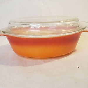 Vintage Anchor Hocking Fire King Orange Casserole with Lid 1.5 QT #433