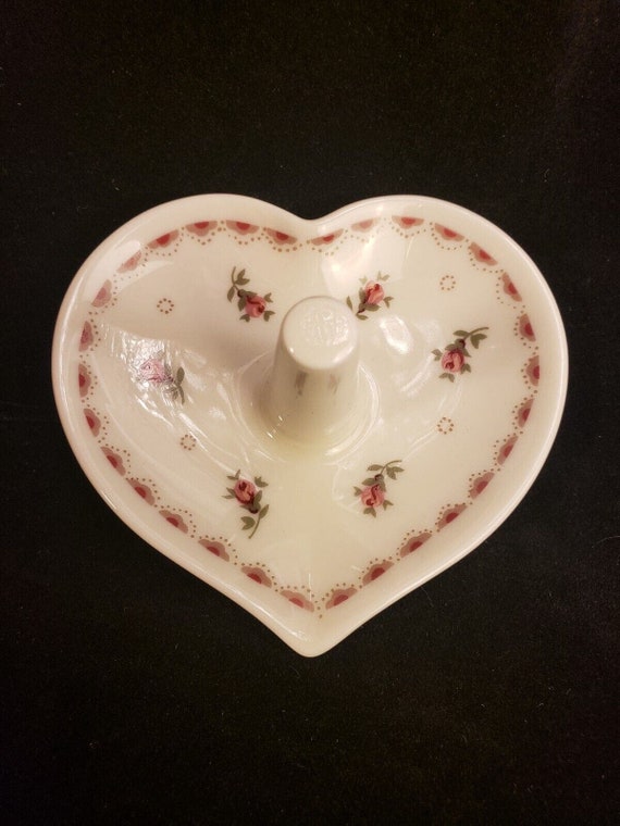 Porcelain Heart Shaped Floral Ring Holder Made in… - image 7