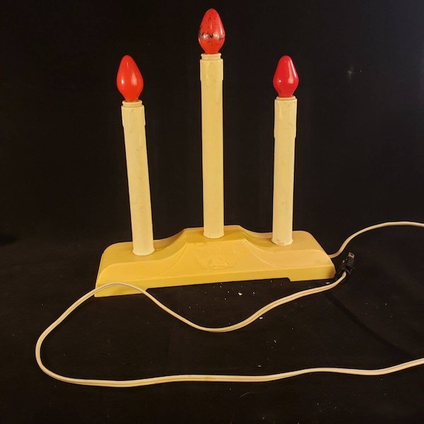 Vintage 3 Light Wax Drip Candolier Window Candelabra Original Red C7 Bulbs