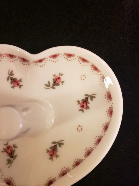 Porcelain Heart Shaped Floral Ring Holder Made in… - image 8