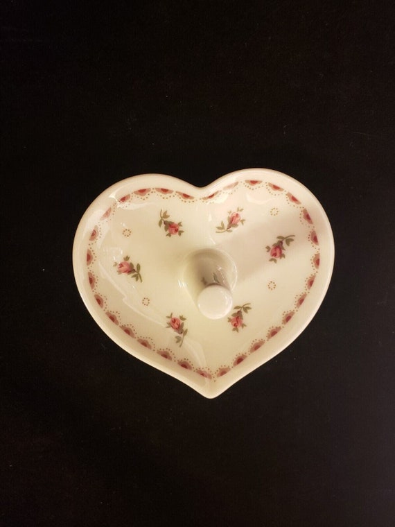 Porcelain Heart Shaped Floral Ring Holder Made in… - image 3