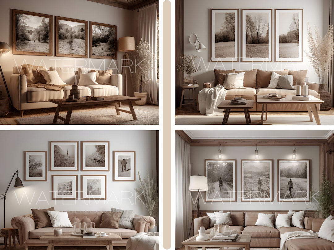 12 Boho Style Living Room Bundle, Wall Art Mockup, Picture Frame Mockup