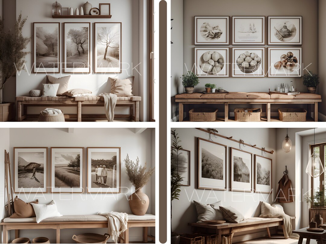 8 Boho Style Entryway Mockup, Wall Art Mockup, Bundle, Picture Frame Mockup, Boho Room, Boho