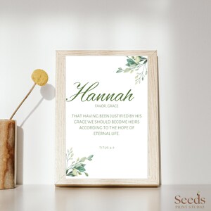 Name Meaning Print and Bible Verse, Name Meaning Sign, Custom Name Meaning Art, Girl Name Meaning Printable, Floral Name Meaning Wall Art