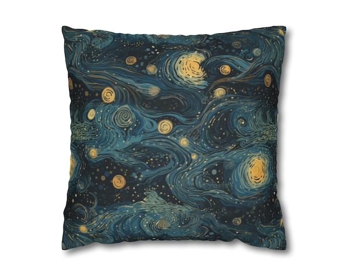 Starry Night Pillowcase - Celestial Sky Throw Cover - Artistic Evening Home Decor