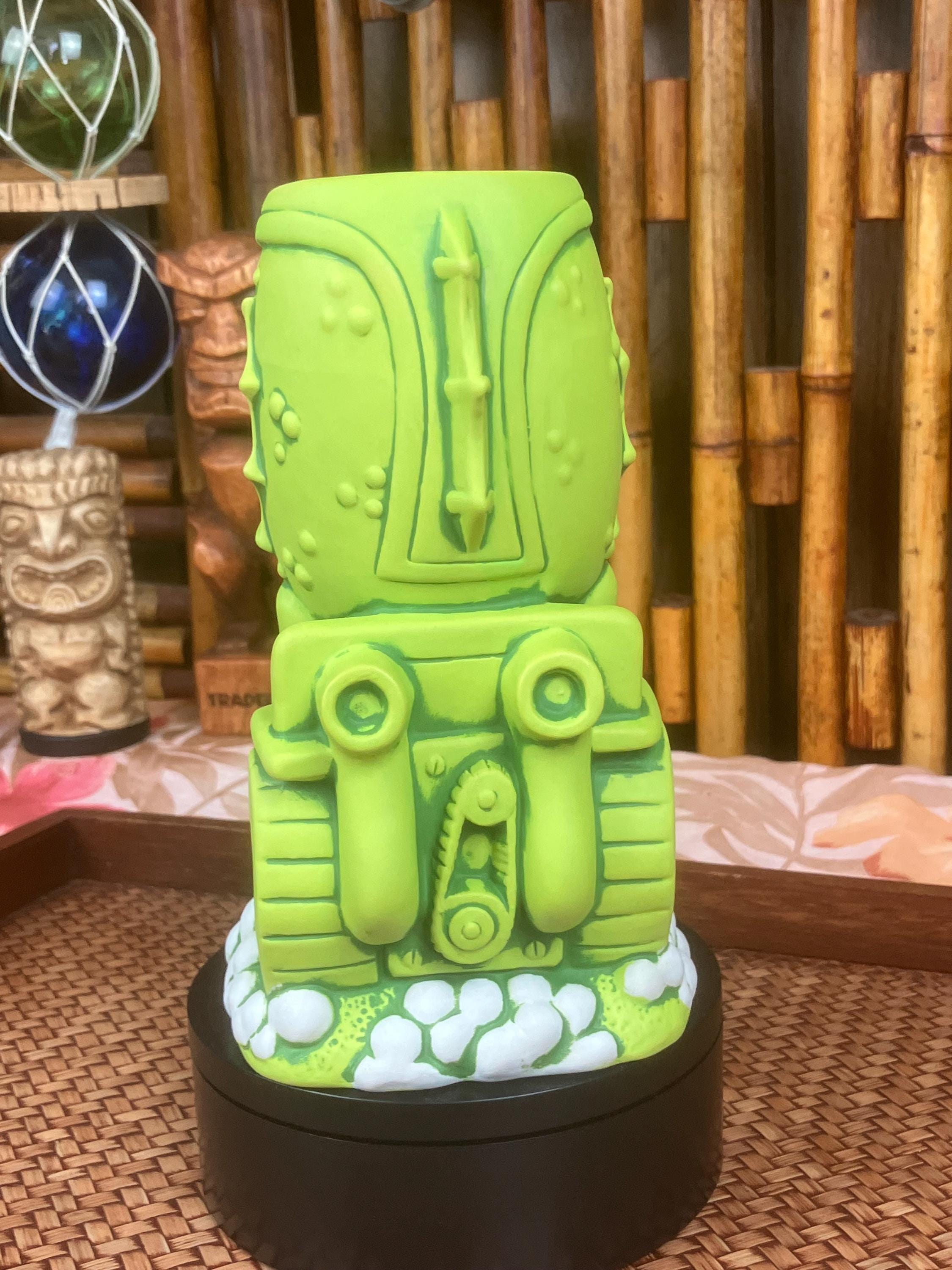 Gill Gasser Tiki Mug Tiki Farm Derek Yaniger Green Glaze 7