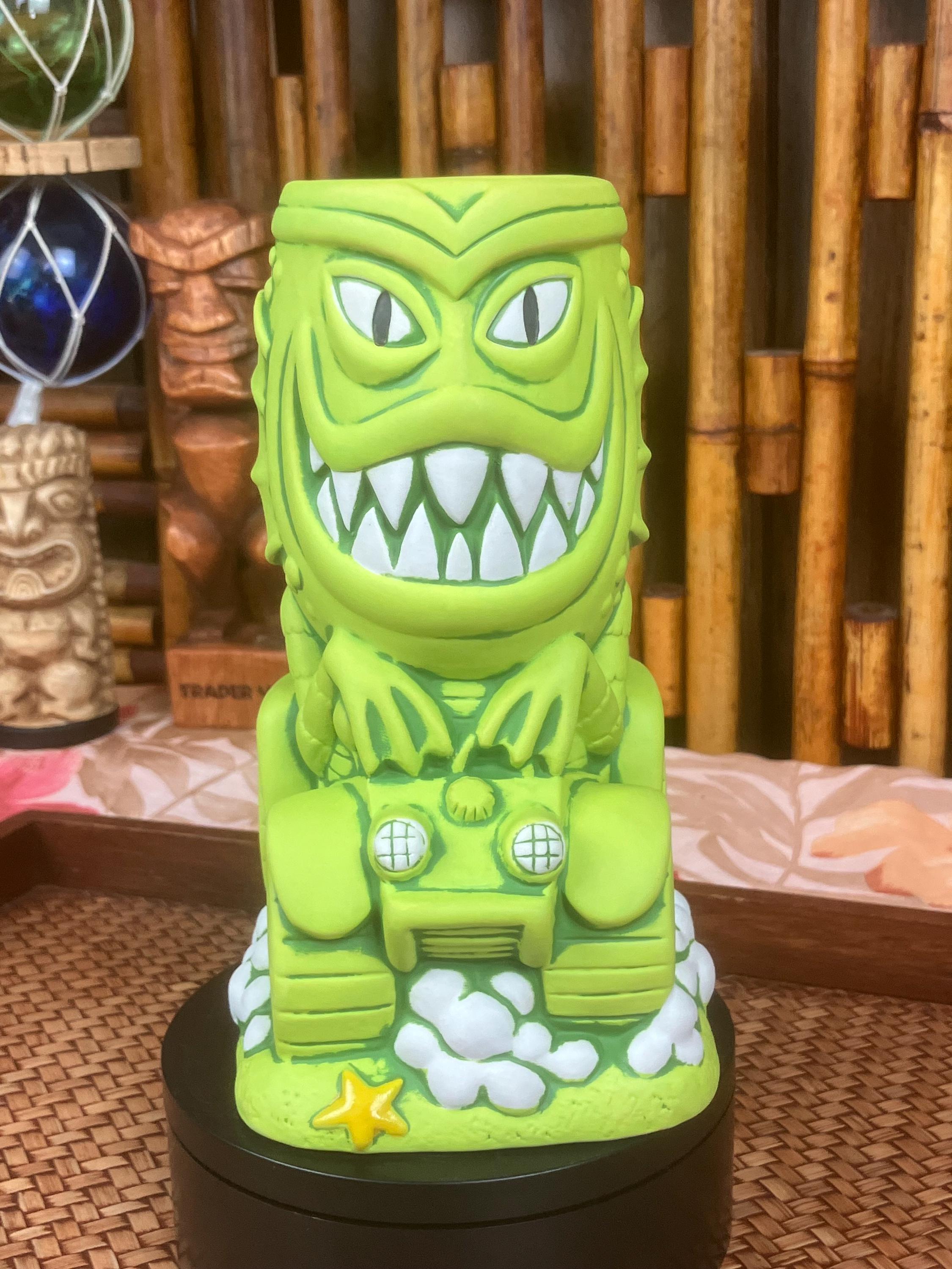 Gill Gasser Tiki Mug Tiki Farm Derek Yaniger Green Glaze 7