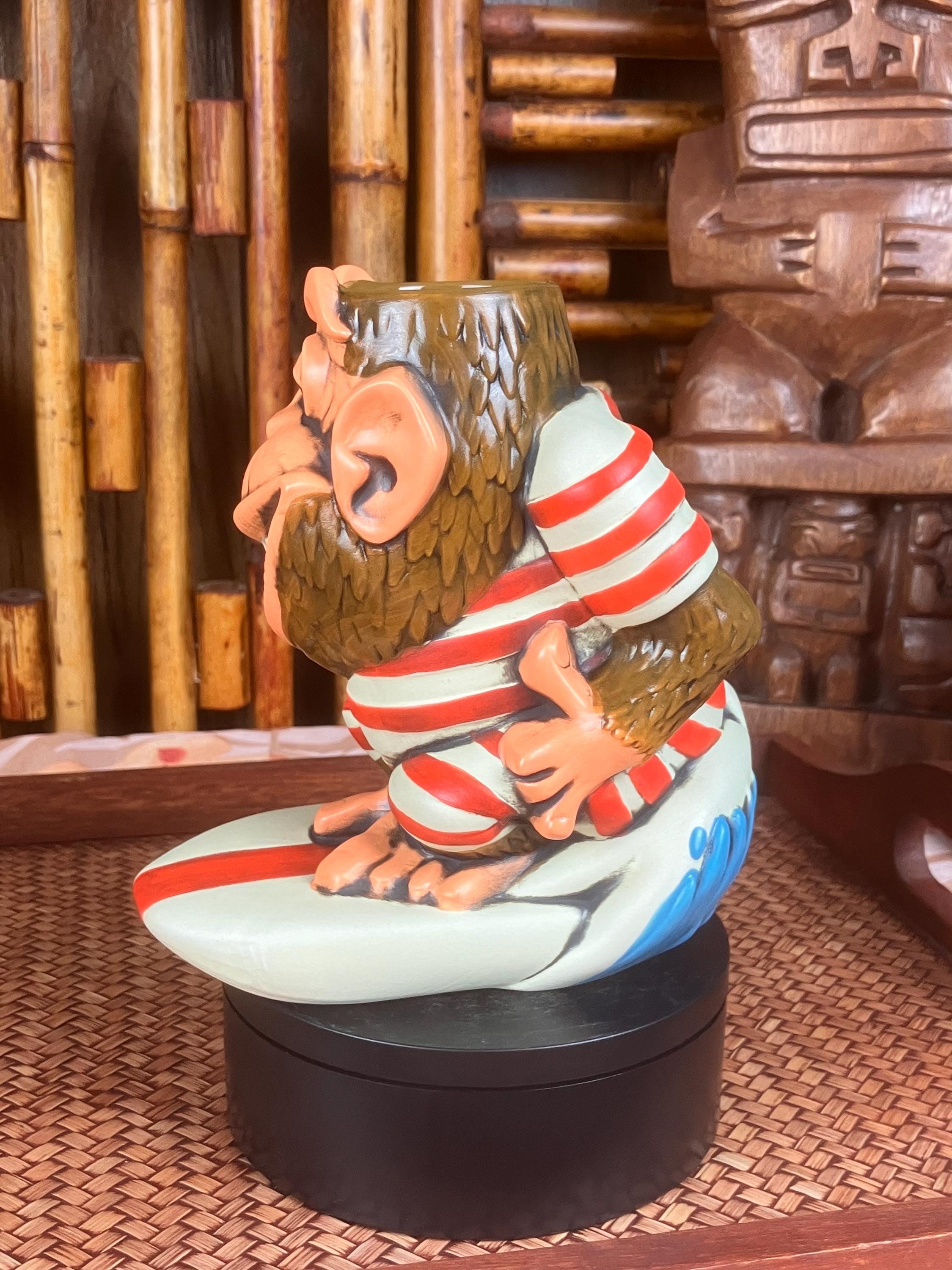 Surfing Monkey Chango Tiki Mug Stowaway Tiki Farm Big Toe Colored