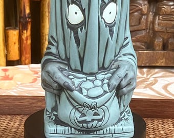Boo! Trick or Treater Ghost Tiki Mug Tiki Farm Tank 6.5" Tall 21 Oz Halloween New