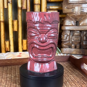 2002 Tiki Farm Double Crown Records Tiki Mug Brown Glaze