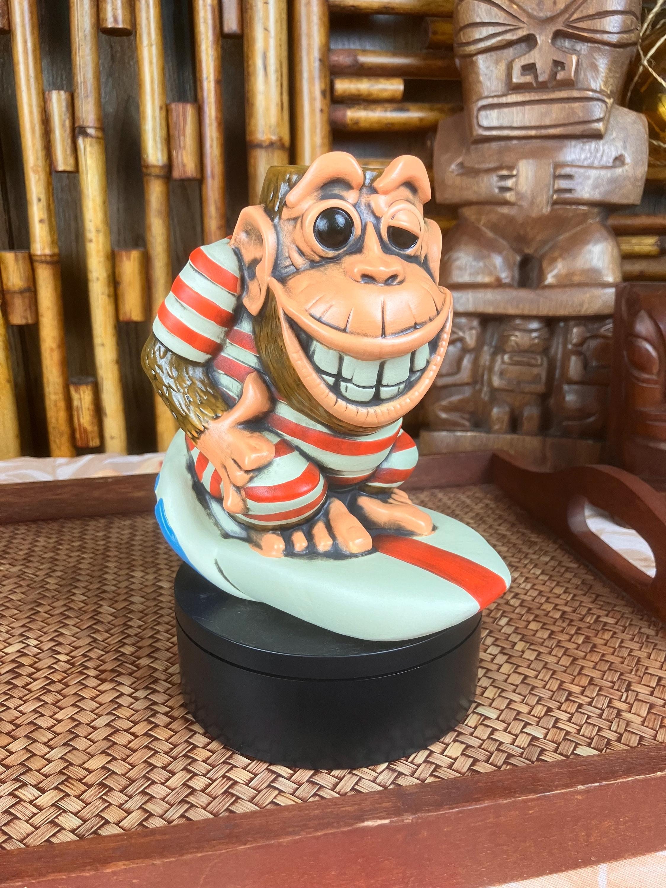 Surfing Monkey Chango Tiki Mug Stowaway Tiki Farm Big Toe Colored