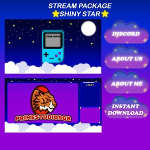 Shiny Star  | Stream Package | Animated Alerts | Animated/Static Screens | 52 Panels | Stinger/Transition