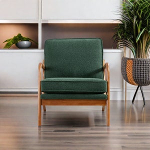 Mid Century Modern Armchair Green Fabric