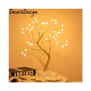 32 Pre-Lit Dollar Bonsai Artificial Tree with 96 LED Lights - Bed